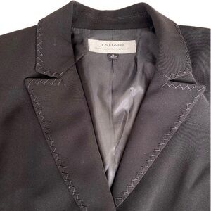TAHARI ASL Black Stitch Embroidered Blazer Sz 12